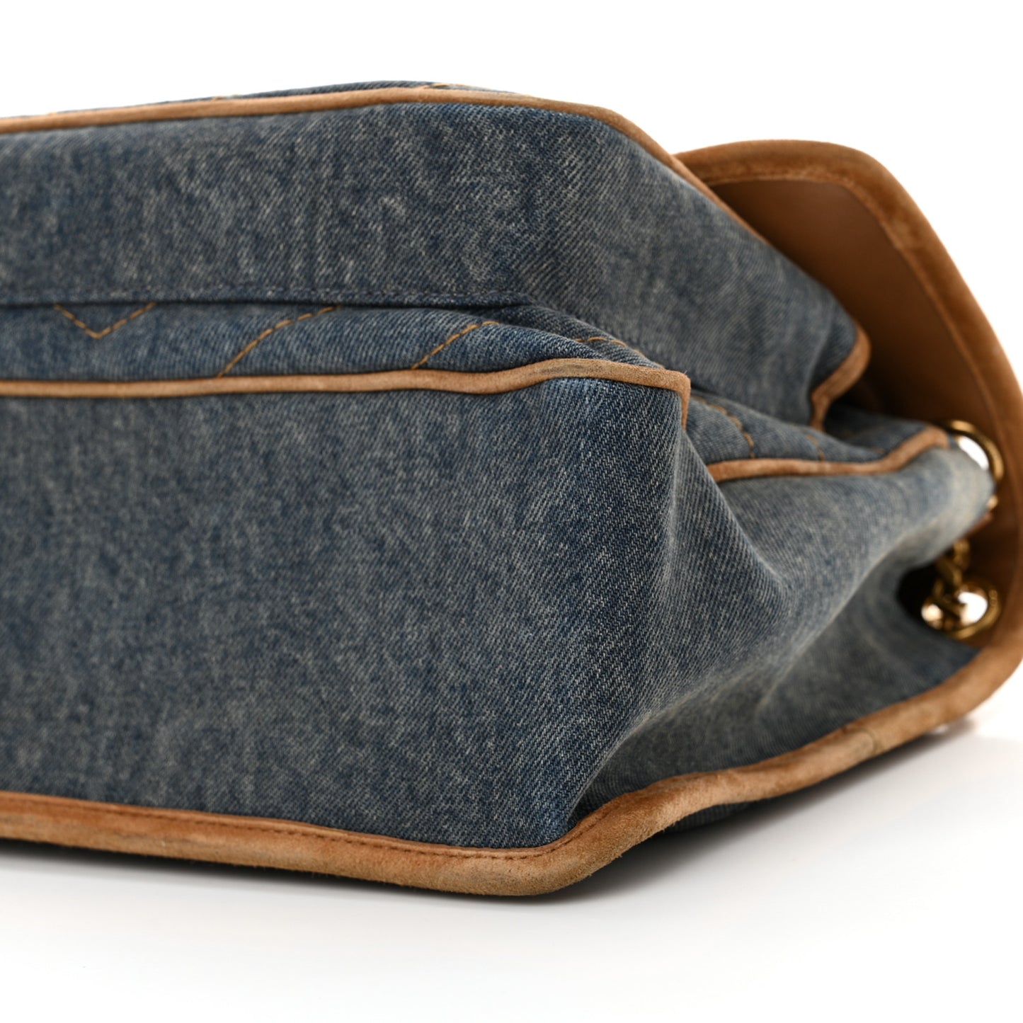 Denim Suede Monogram Medium Niki Chain Satchel Blue Cinnamon