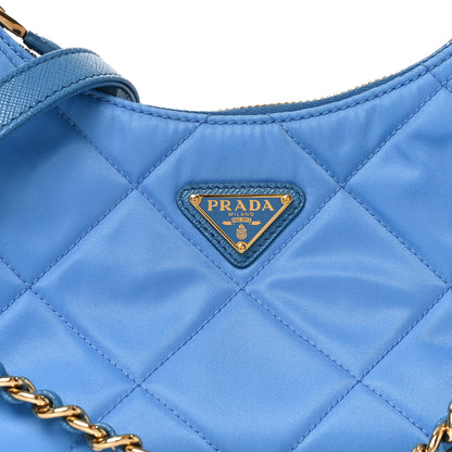 Prada Re-Nylon Saffiano Stitched Mini Re-Edition 1995 Chaine Shoulder Bag Blue 7 of 9