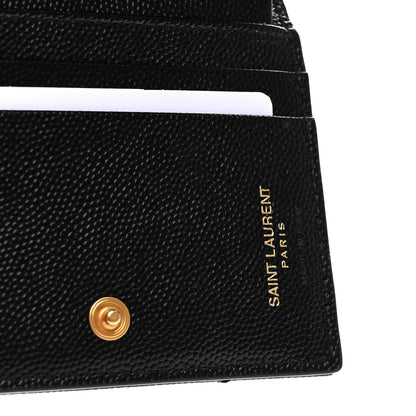 Saint Laurent Grain De Poudre Matelasse Chevron Monogram Zipped Card Case Black 6 of 9