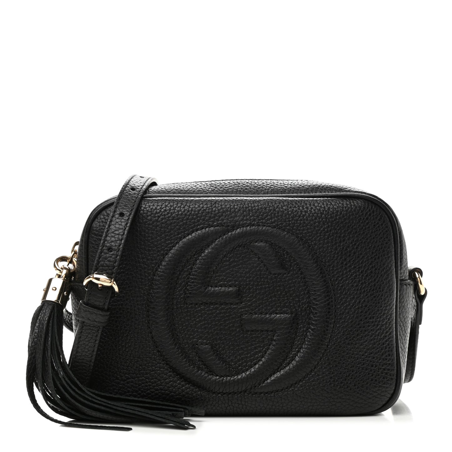 Pebbled Calfskin Small Soho Disco Bag Black