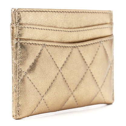 Chanel Metallic Lambskin Quilted CC Card Holder Gold 3 of 13