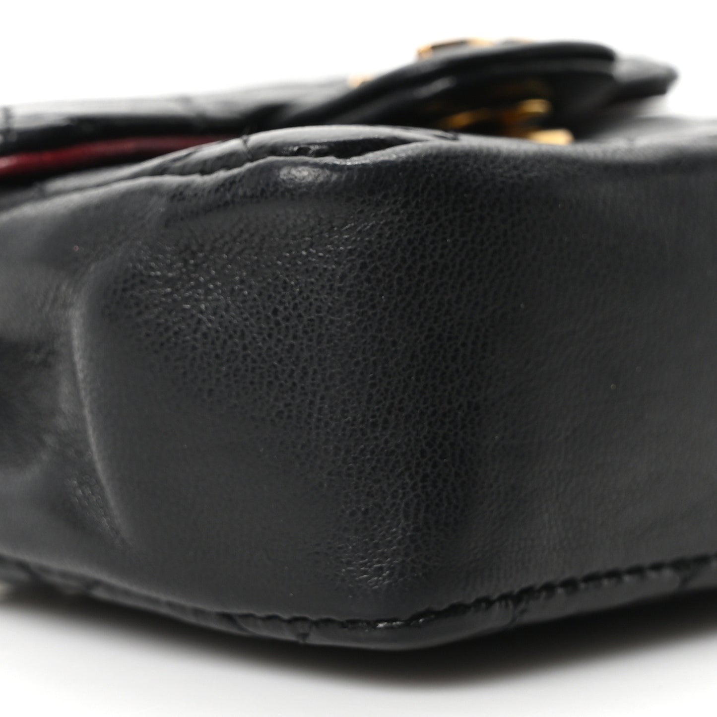 Lambskin Quilted Micro Flap Bag Charm Keychain Black