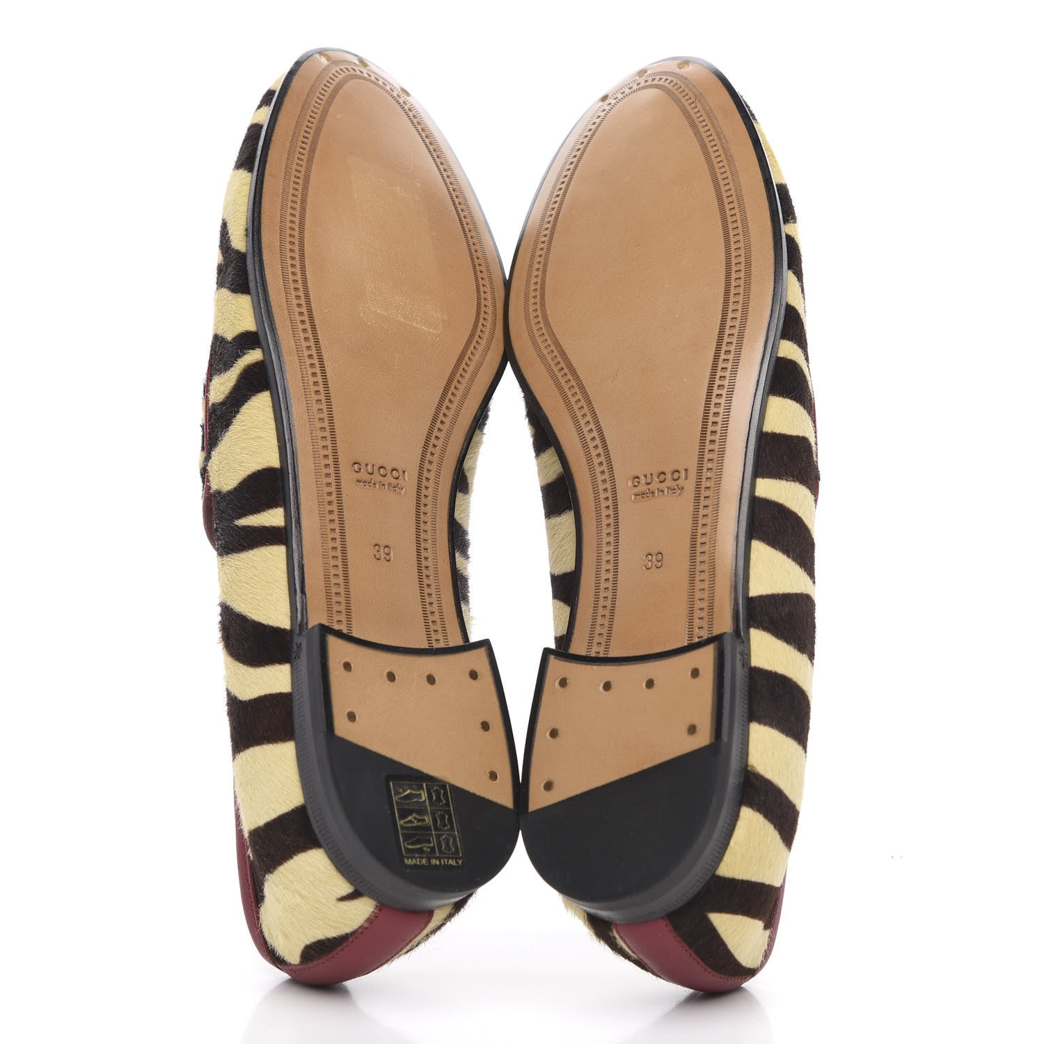 Gucci Calf Hair Tiger Print Womens Jordaan Loafers 39 Natural Black Romantic Cherry 5 of 10