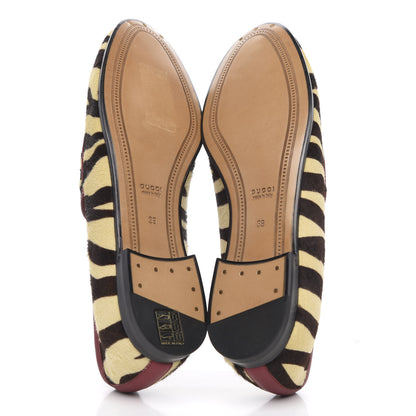 Gucci Calf Hair Tiger Print Womens Jordaan Loafers 39 Natural Black Romantic Cherry 5 of 10