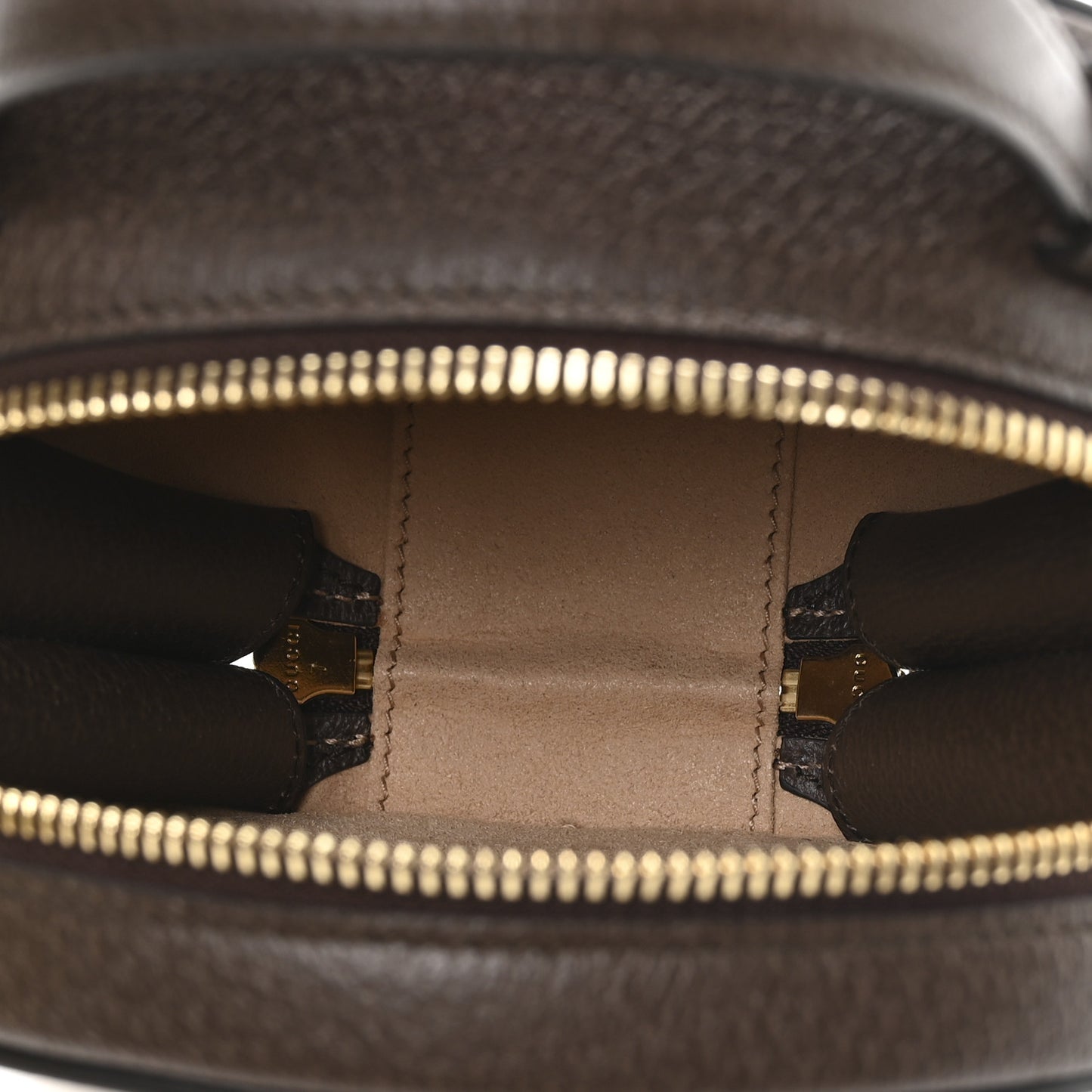 GG Supreme Monogram Top Handle Web Mini Ophidia Round Shoulder Bag Brown