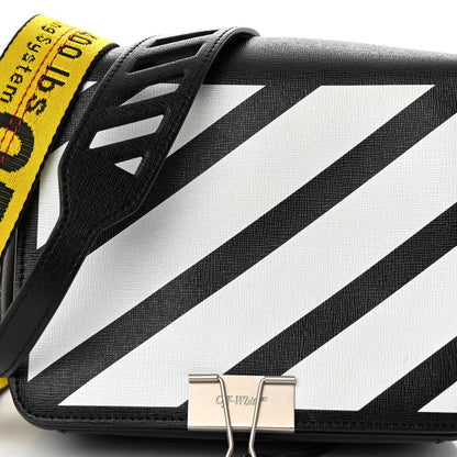 Off-White Calfskin Diag Flap Bag Black White 7 of 9