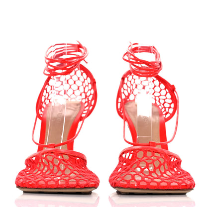Bottega Veneta Mesh Nappa Stretch Ankle Tie Sandals 37 Tomato 2 of 7