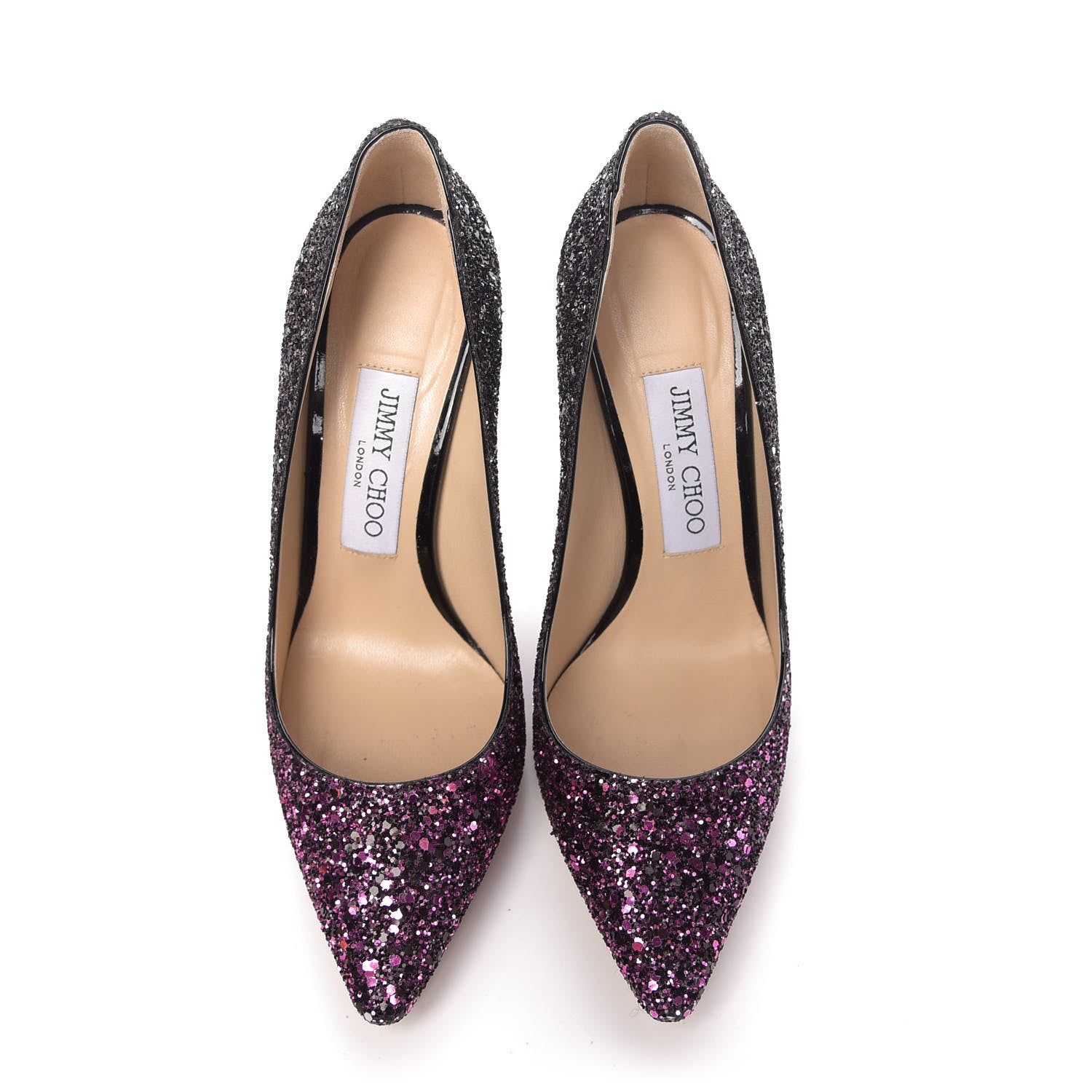 Jimmy Choo Coarse Glitter Degrade Romy 100 Pumps 36 Pink Black 5 of 12