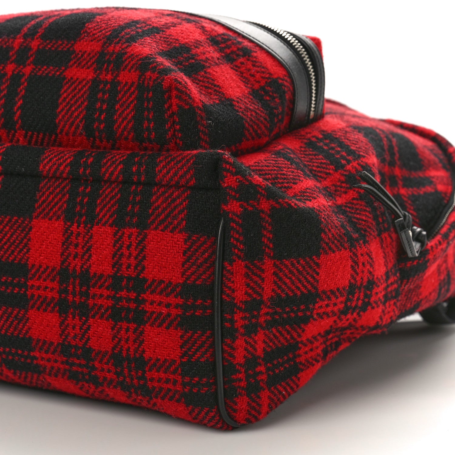 Saint Laurent Wool Tartan City Backpack Red Black 8 of 8