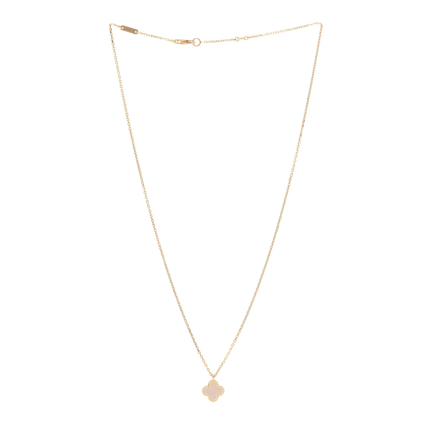 VAN CLEEF & ARPELS 18K Yellow Gold Mother of Pearl Sweet Alhambra Pendant Necklace