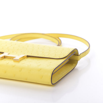 Hermes Ostrich Constance Long Wallet To Go Jaune Citron 9 of 11