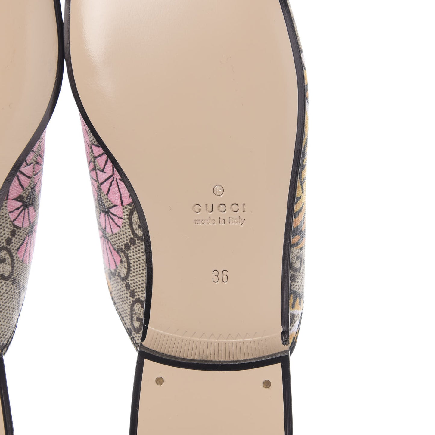 GG Supreme Monogram Bengal Womens Princetown Slippers 36 Beige Crop Pink