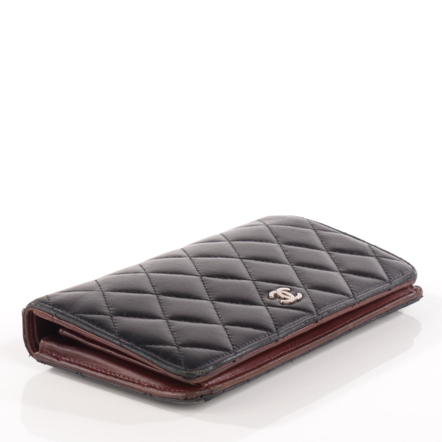 Lambskin Quilted Yen Wallet Black