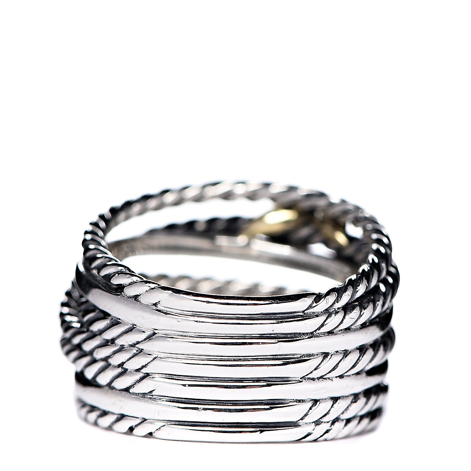David Yurman Sterling Silver 18K Yellow Gold Double X Crossover Ring 52 6 3 of 4