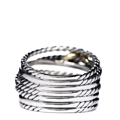 David Yurman Sterling Silver 18K Yellow Gold Double X Crossover Ring 52 6 3 of 4