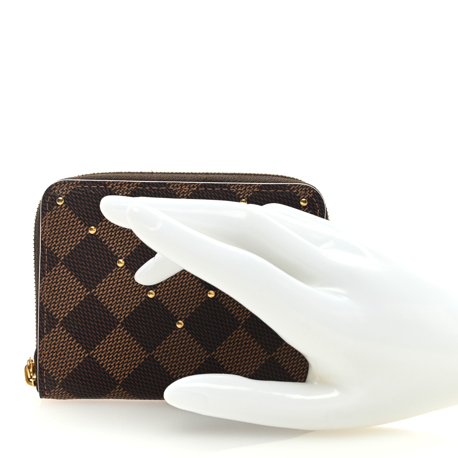 Louis Vuitton Damier Ebene Studded Zippy Coin Purse Rose Ballerine 2 of 6