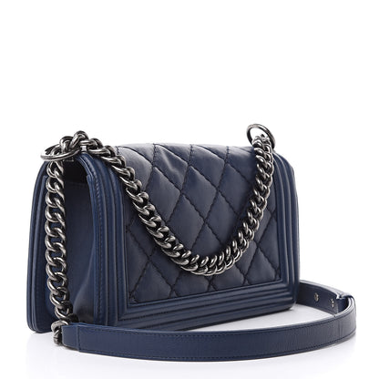 Chanel Calfskin Double Stitch Medium Boy Flap Marine 3 of 15