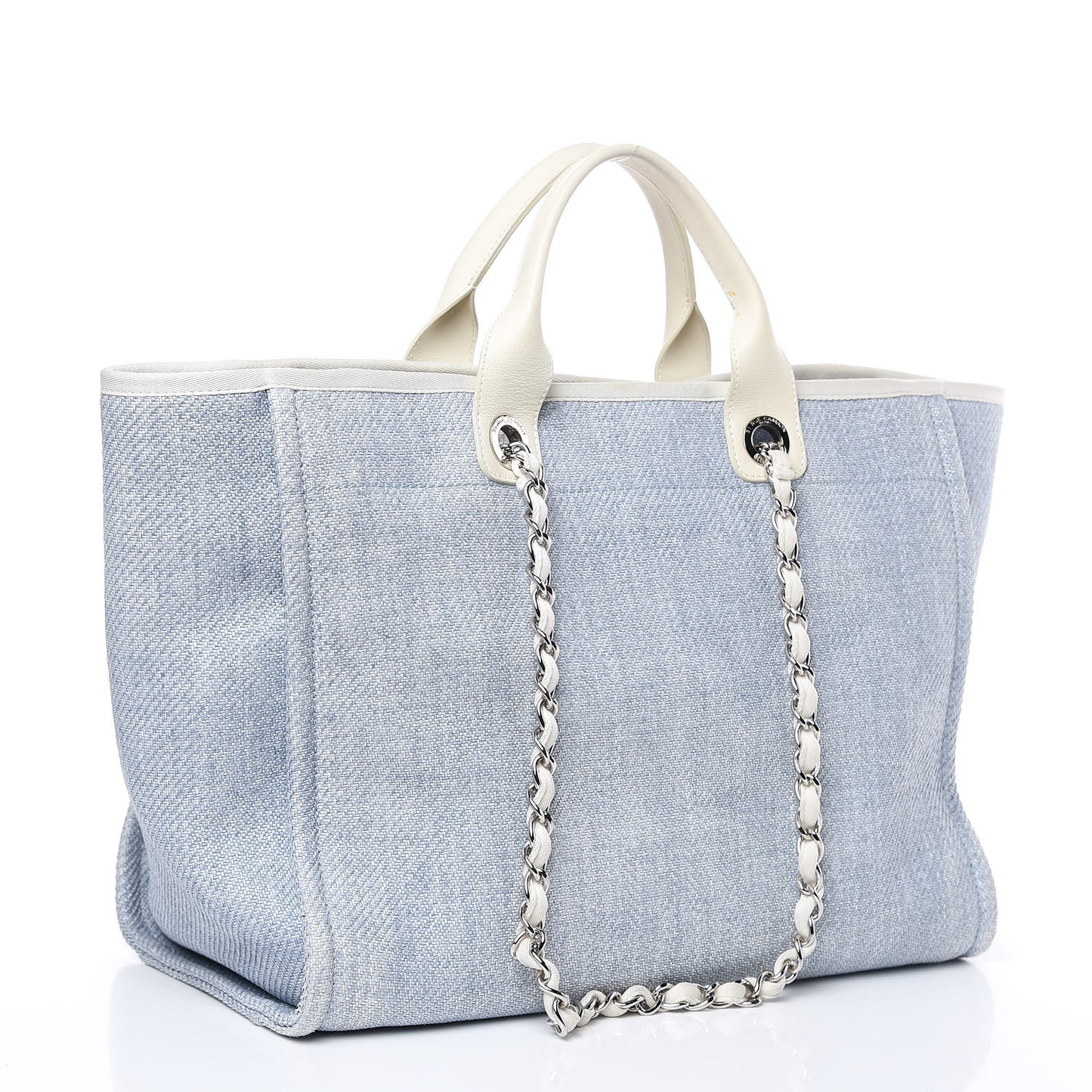 Woven Straw Raffia Large Deauville Tote Blue