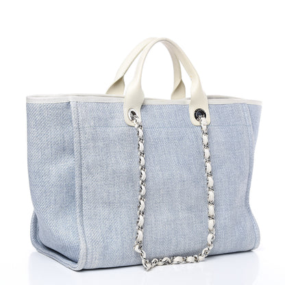 Chanel Woven Straw Raffia Large Deauville Tote Blue 4 of 13
