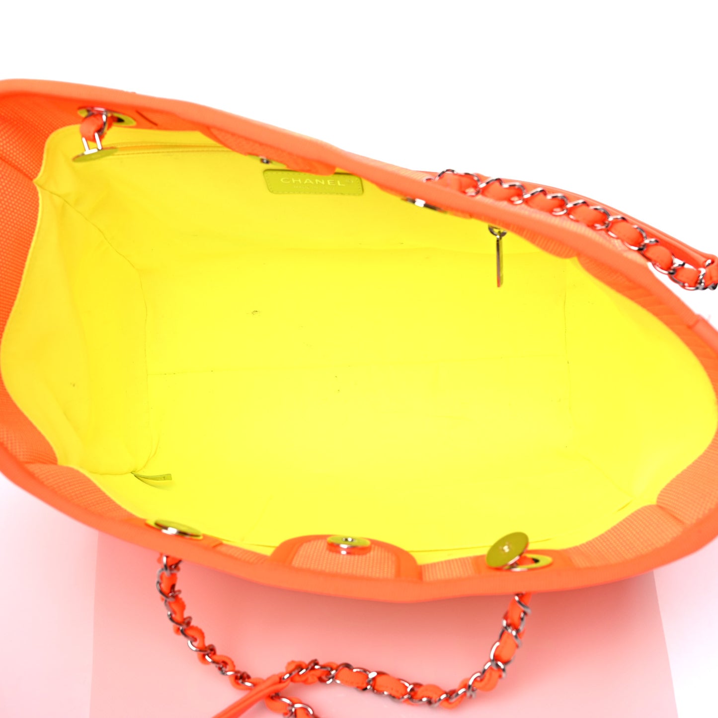 Mixed Fibers Calfskin Small Deauville Tote Orange Yellow