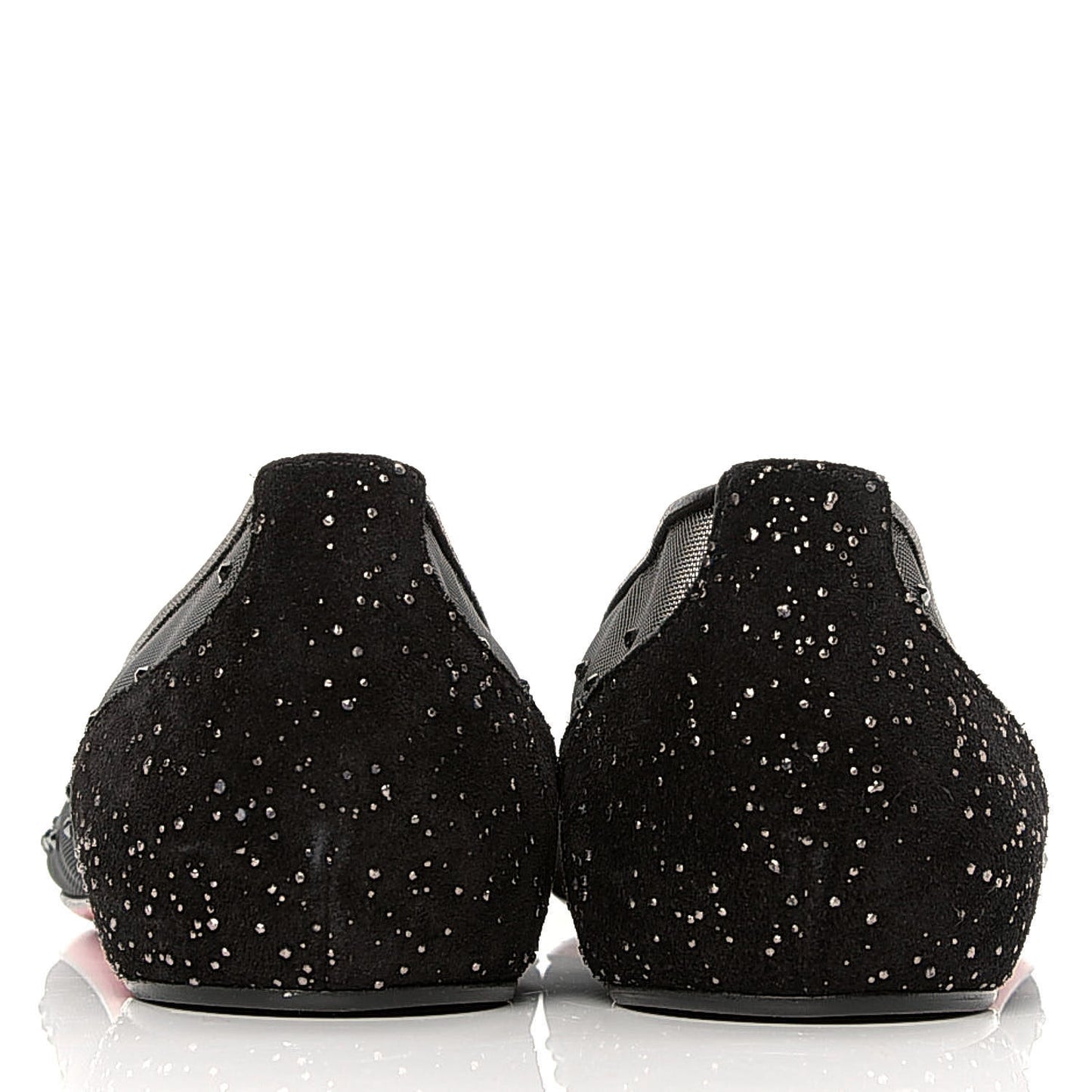 Mesh Crystal Embellished Follies Strass Flats 37 Black