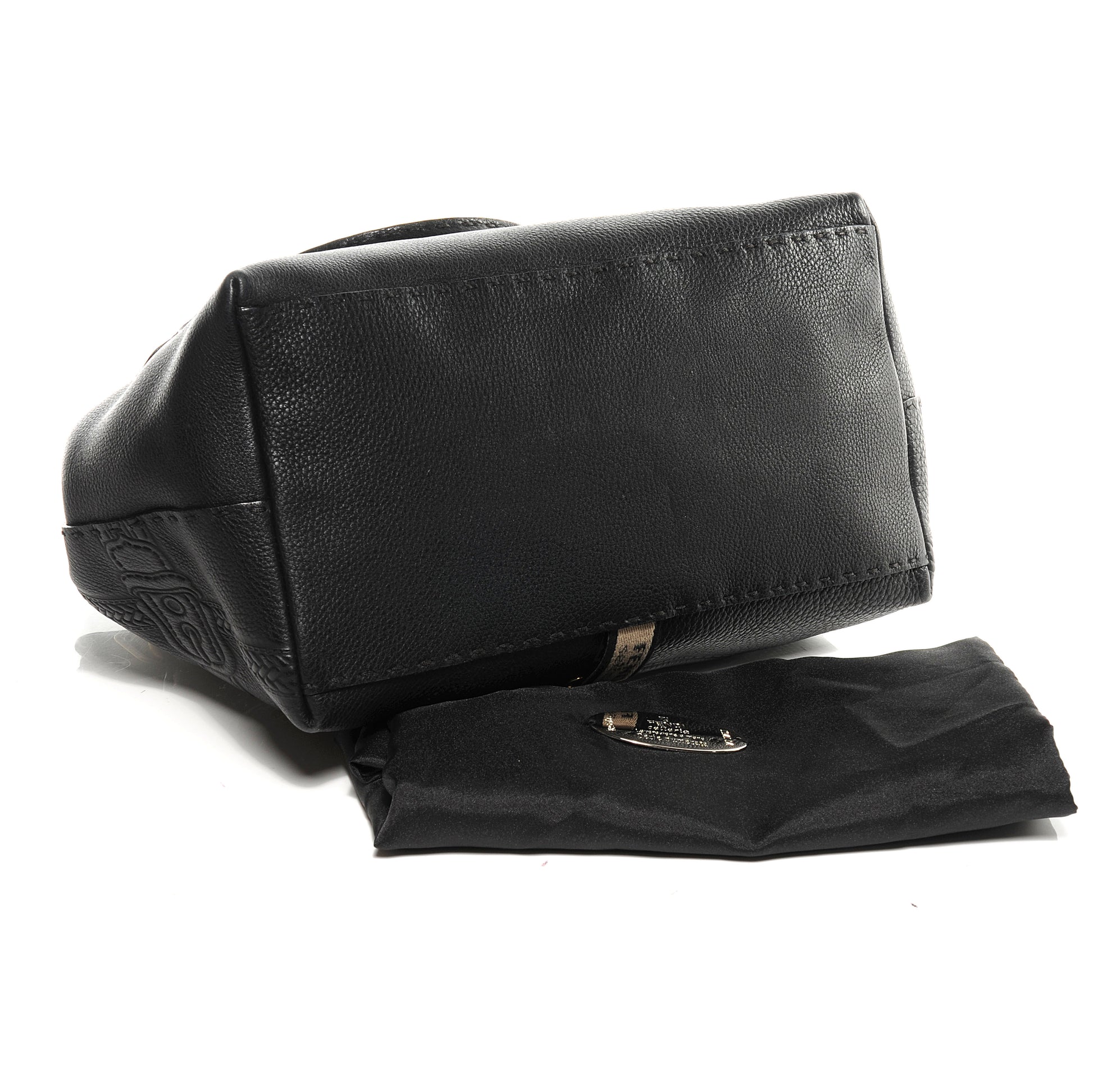 Fendi Calfskin Romano Selleria Borghese Tote Black 4 of 8