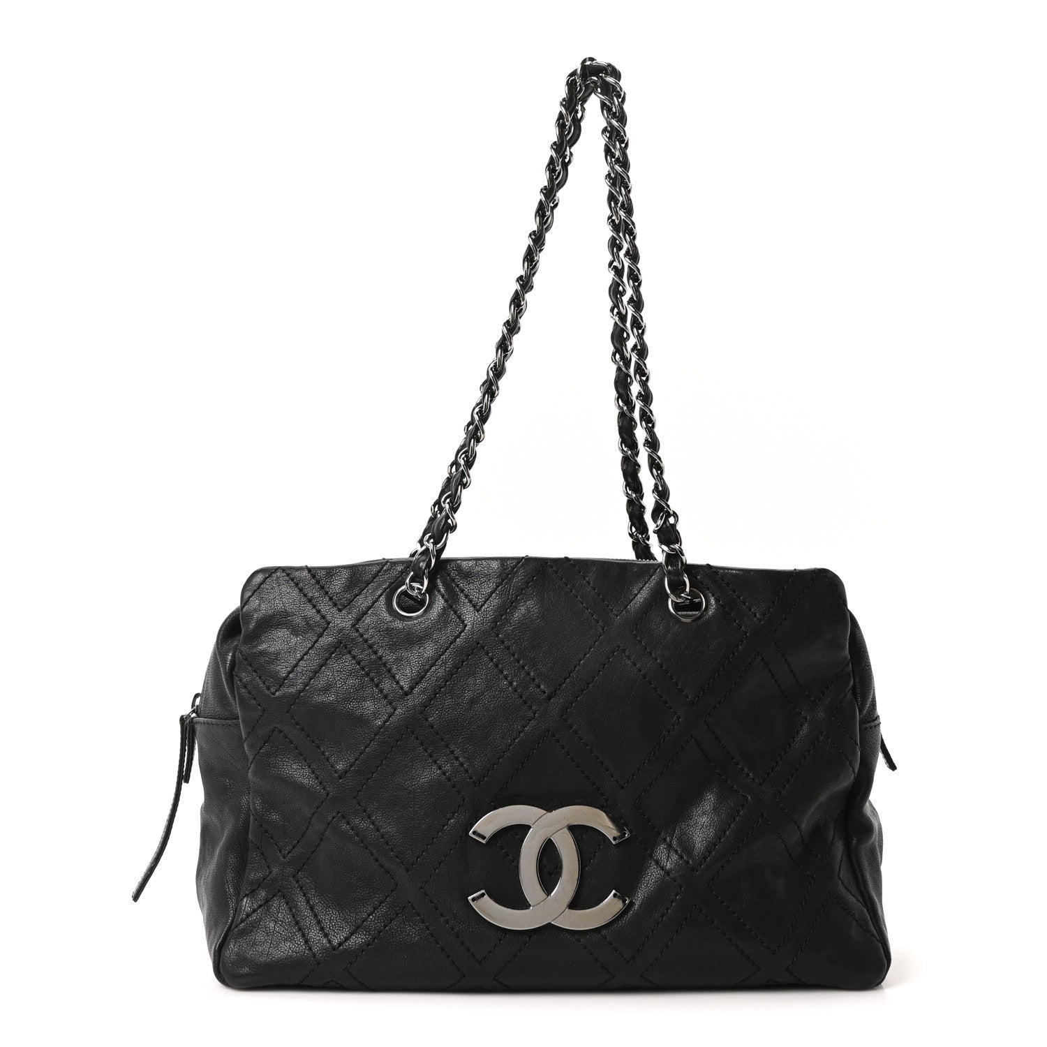 Chanel Calfskin Large Diamond Stitch Tote Black 1 of 10