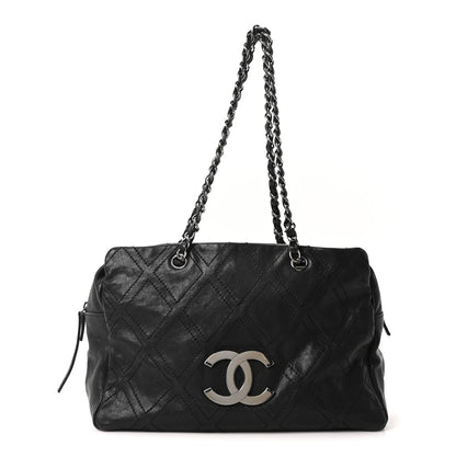 Chanel Calfskin Large Diamond Stitch Tote Black 1 of 10