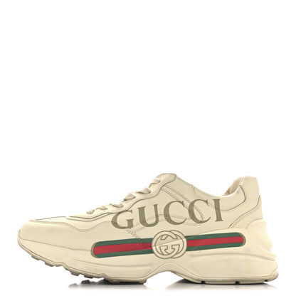 Gucci Calfskin Logo Womens Rhyton Sneakers 38 Ivory 1 of 10