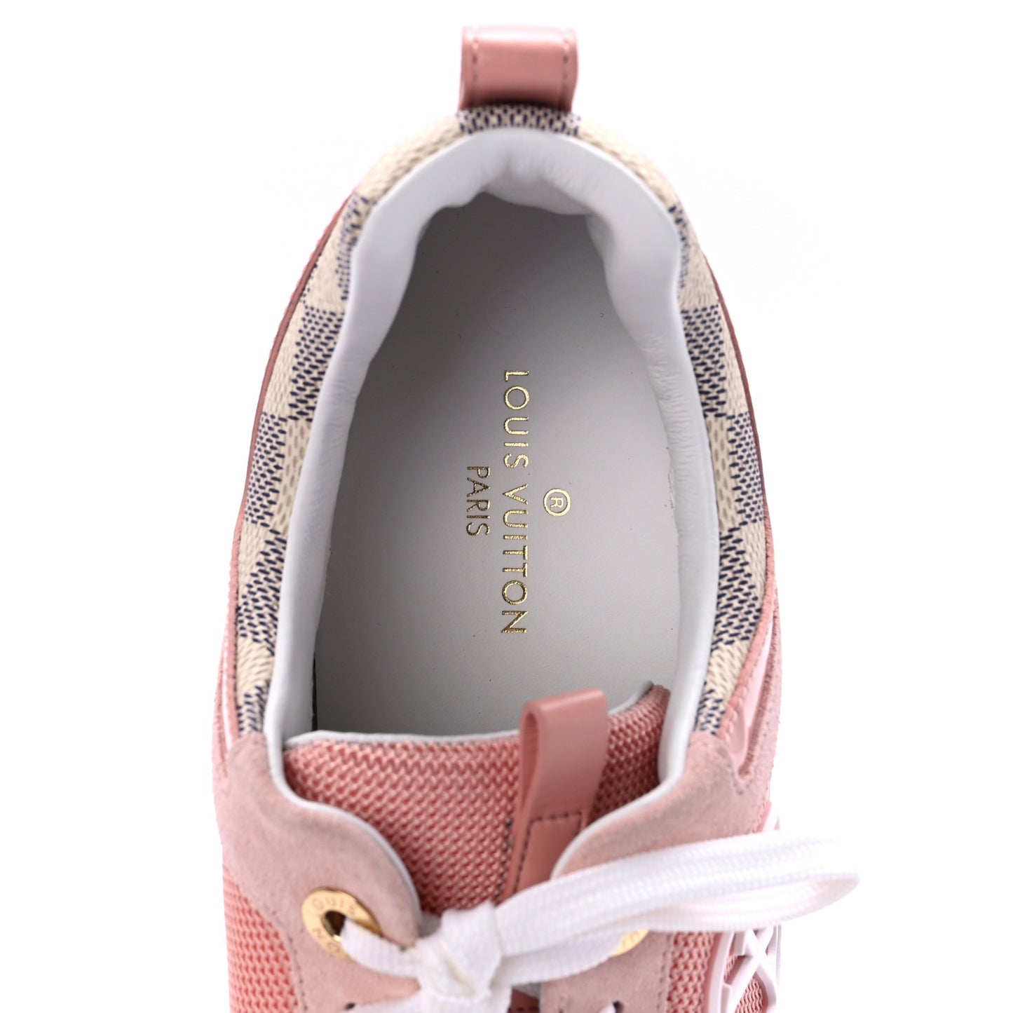 Suede Damier Azur Run Away Sneakers 38.5 Pink