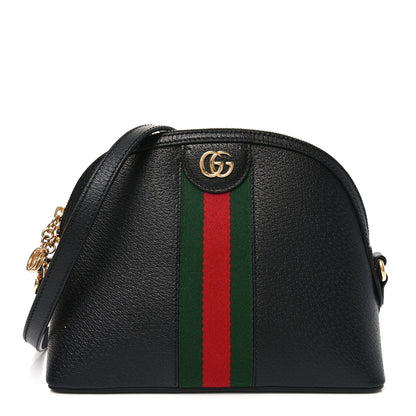 Gucci Calfskin GG Web Small Ophidia Dome Shoulder Bag Black 1 of 10
