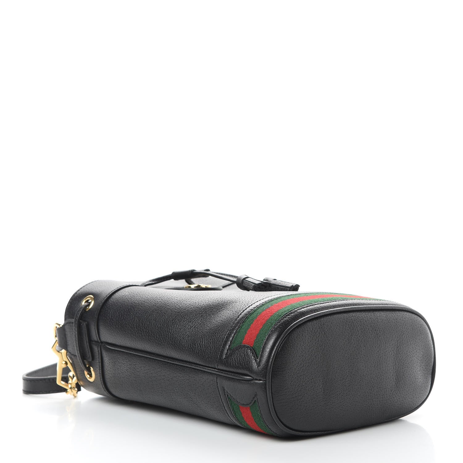 Gucci Glazed Textured Calfskin Web Small Ophidia Bucket Bag Black 4 of 11