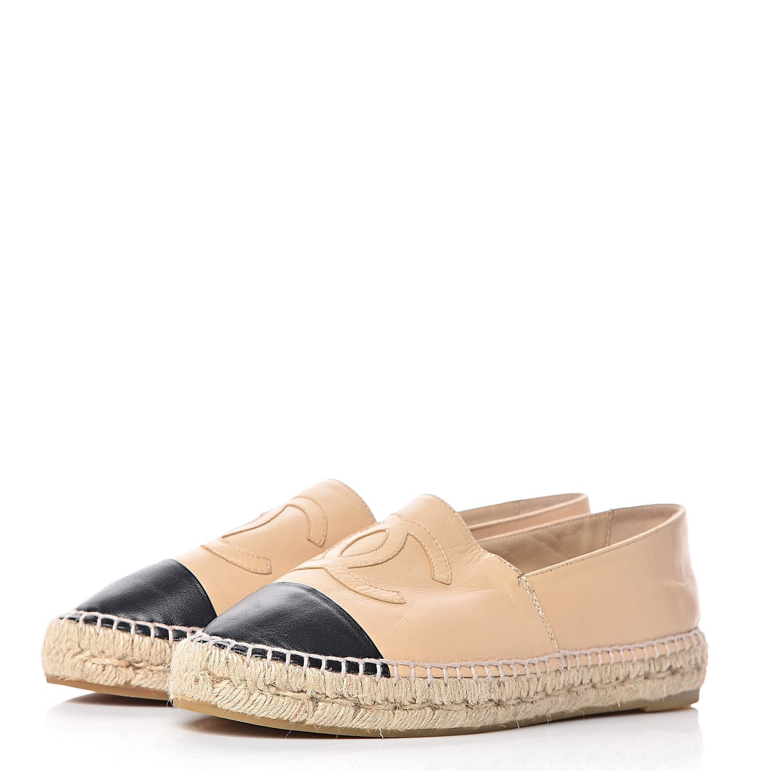 Chanel Lambskin CC Espadrilles 39 Beige Black 3 of 14