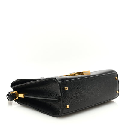 Saint Laurent Grain de Poudre Mini Classic Monogram Cassandra Top Handle Black Rouge Legion 4 of 11