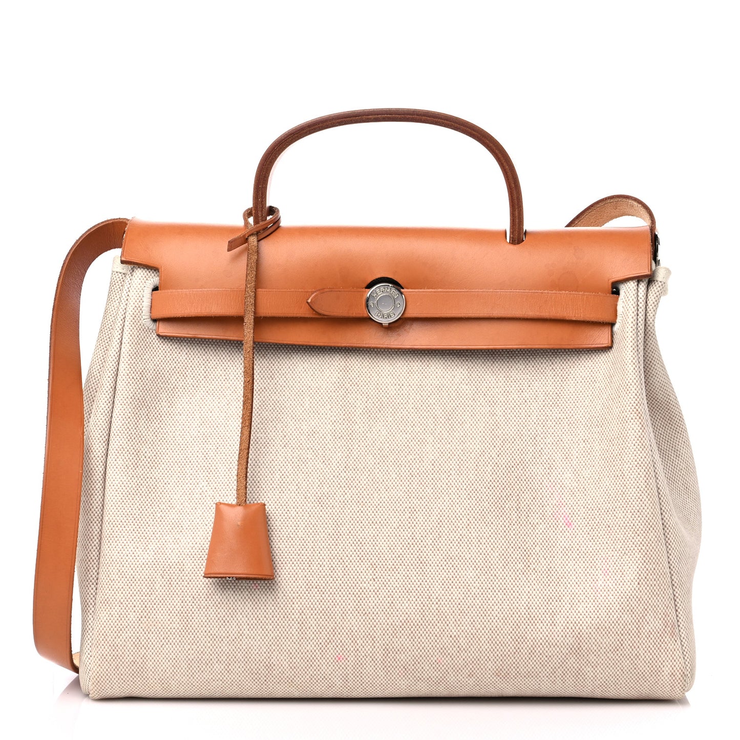 Toile Vache Calfskin Herbag 30 PM Black Natural