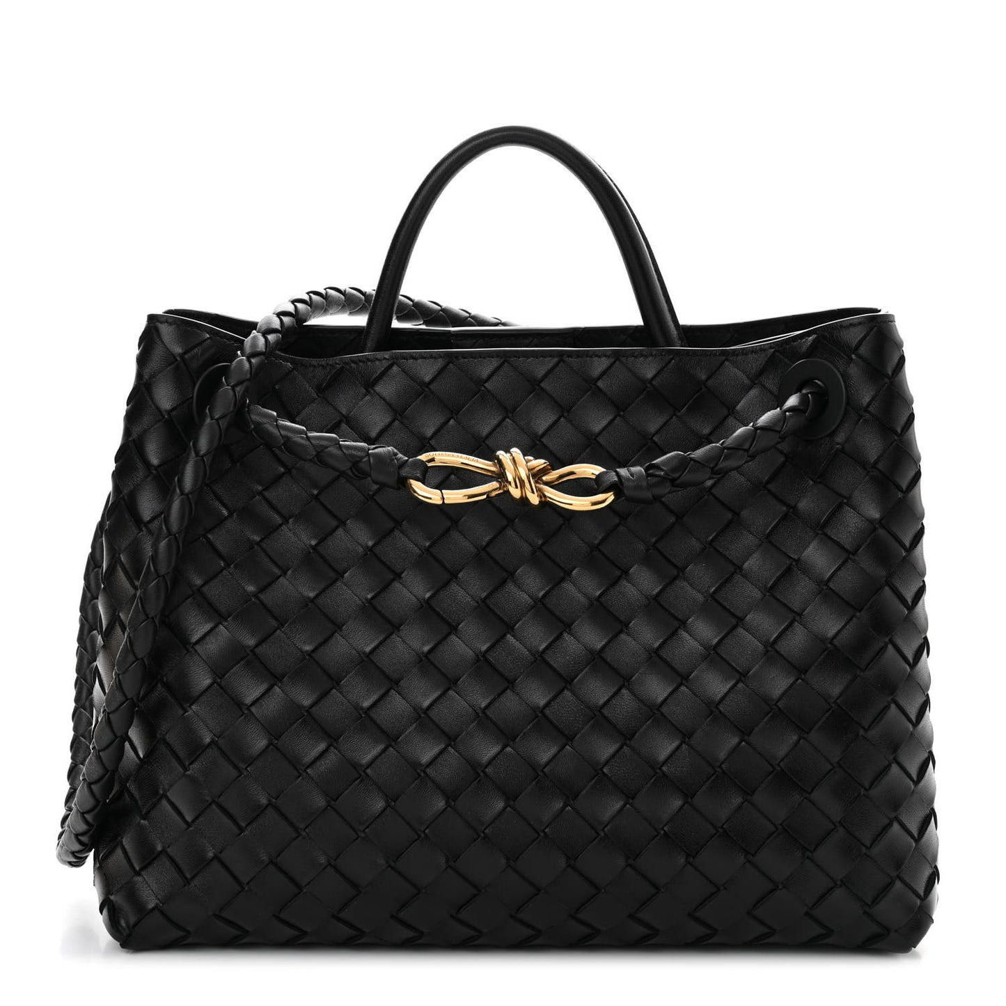 Nappa Intrecciato Medium Andiamo Shoulder Bag Black