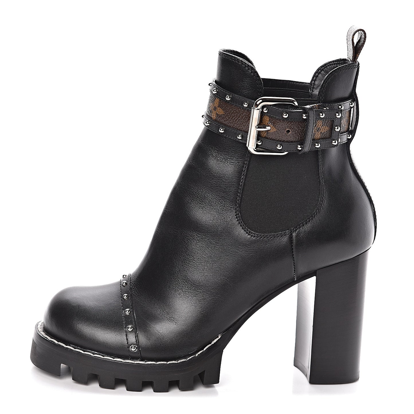 Calfskin Monogram Star Trail Chelsea Ankle Boots 39 Black