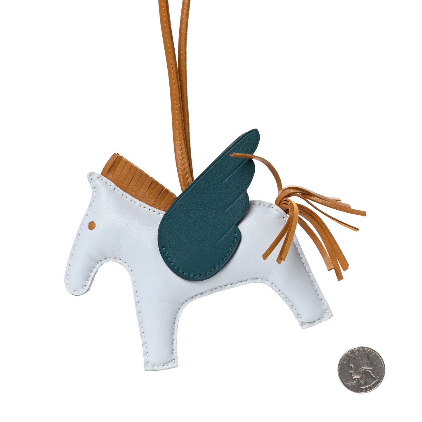 Milo Lambskin Grigri Rodeo Pegase Horse Bag Charm MM Bleu Brume Sesame Vert Bosphore