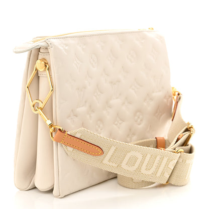 Louis Vuitton Lambskin Embossed Monogram Coussin PM Beige Cream 2 of 8
