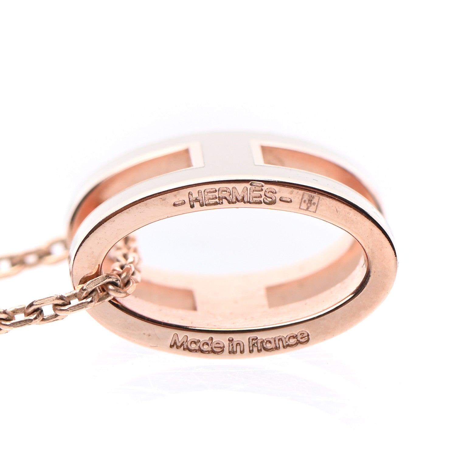Hermes Lacquered Rose Gold Pop H Pendant Necklace Marron Glace 4 of 4