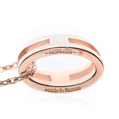 Hermes Lacquered Rose Gold Pop H Pendant Necklace Marron Glace 4 of 4