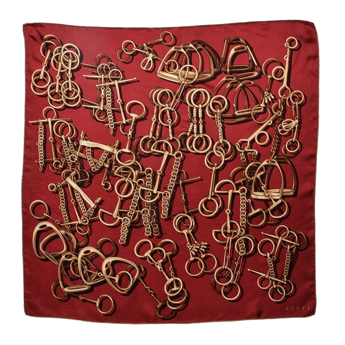 Silk Horsebit Scarf Red