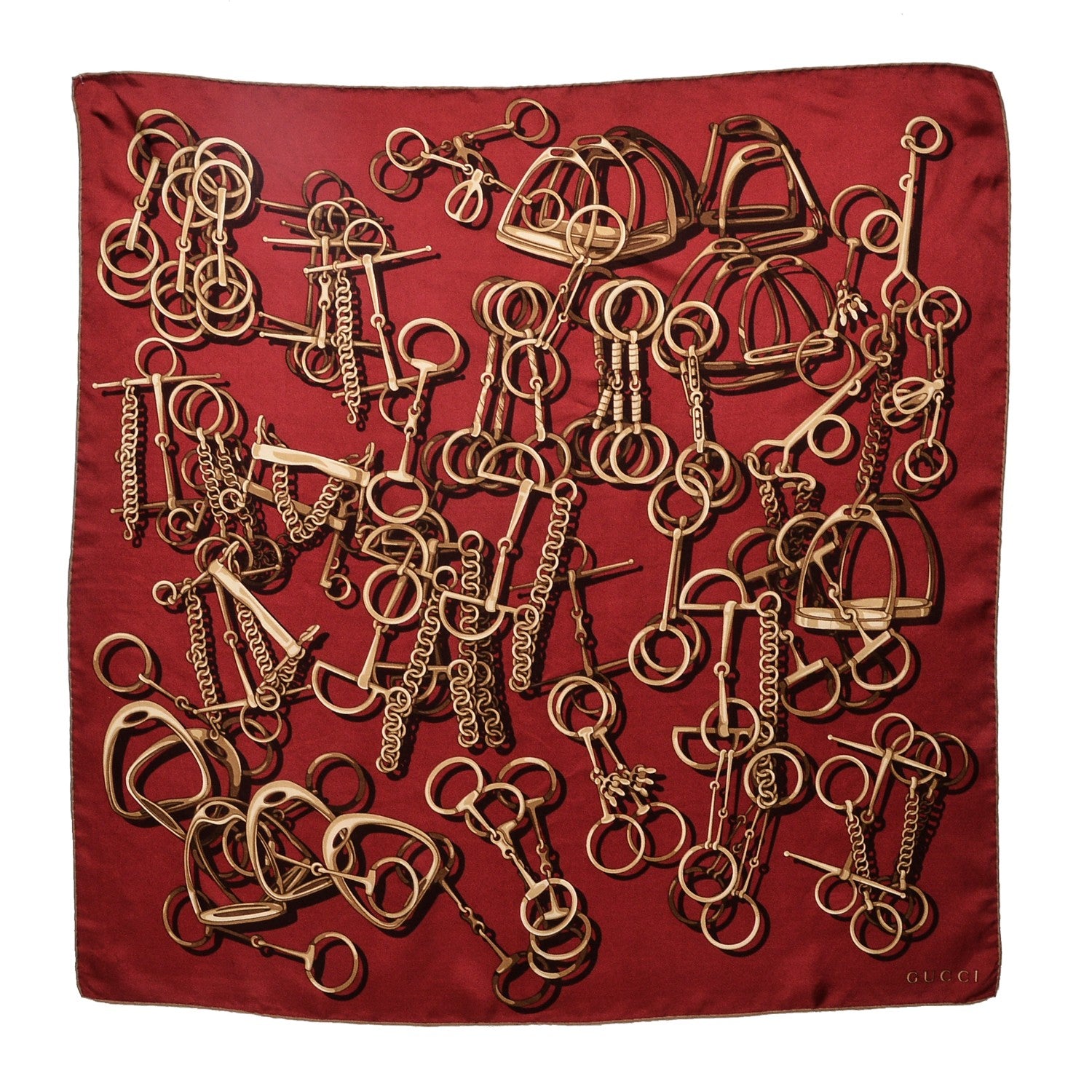 Gucci Silk Horsebit Scarf Red 1 of 3