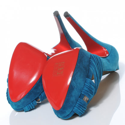 Christian Louboutin Suede Aborina 150 Pumps 37 Peacock 5 of 7