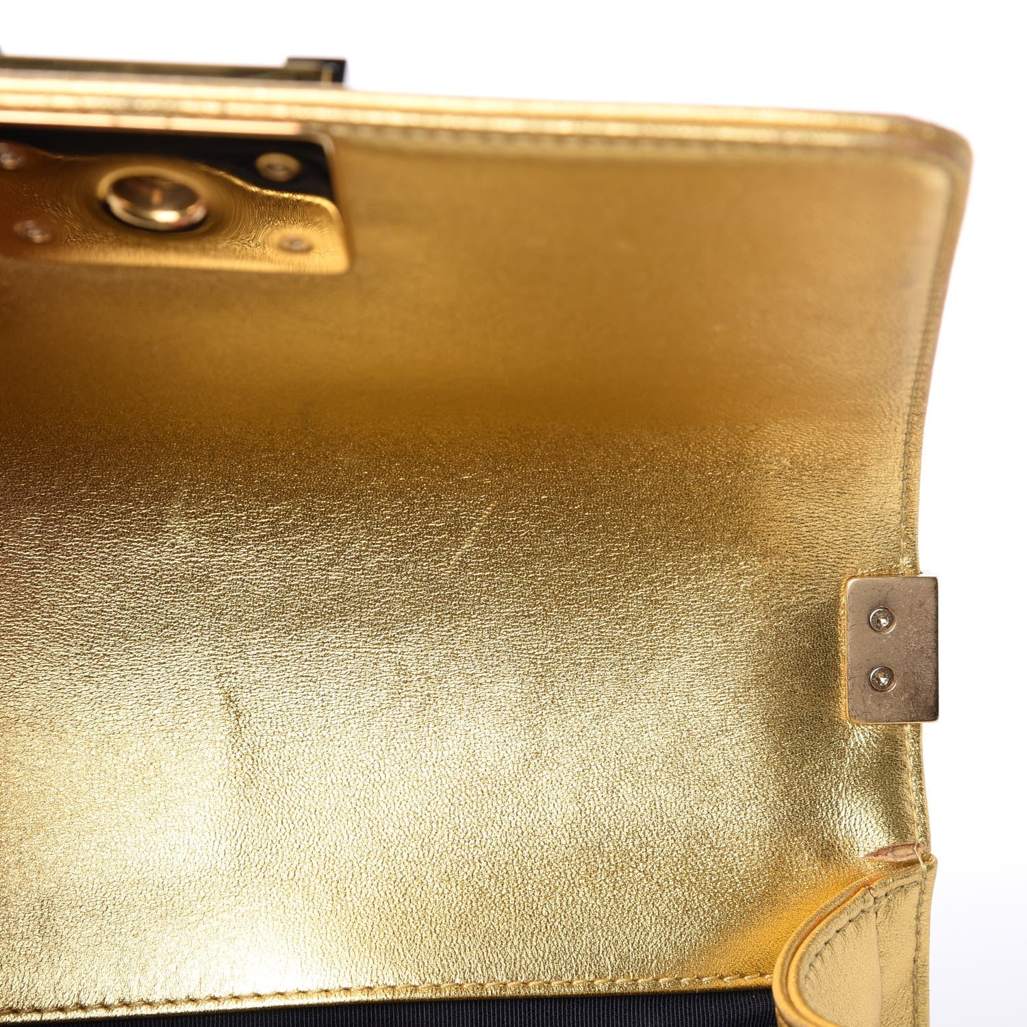 Chanel Metallic Lambskin Embossed Small Cube Boy Flap Gold 12 of 12