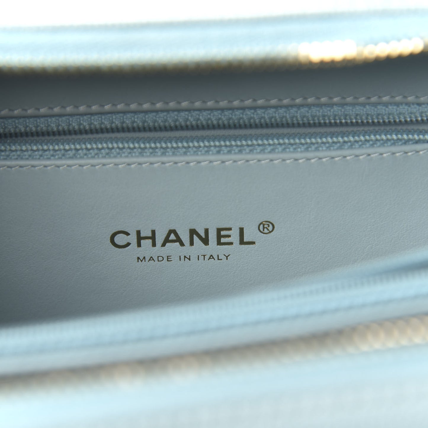 Caviar Quilted Medium CC Filigree Vanity Case Light Blue
