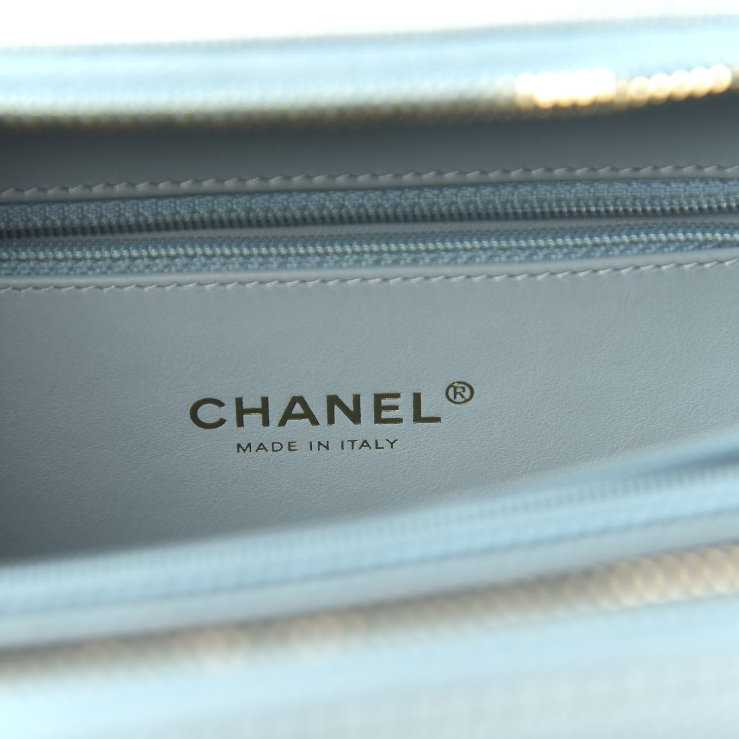 Chanel Caviar Quilted Medium CC Filigree Vanity Case Light Blue 6 of 10