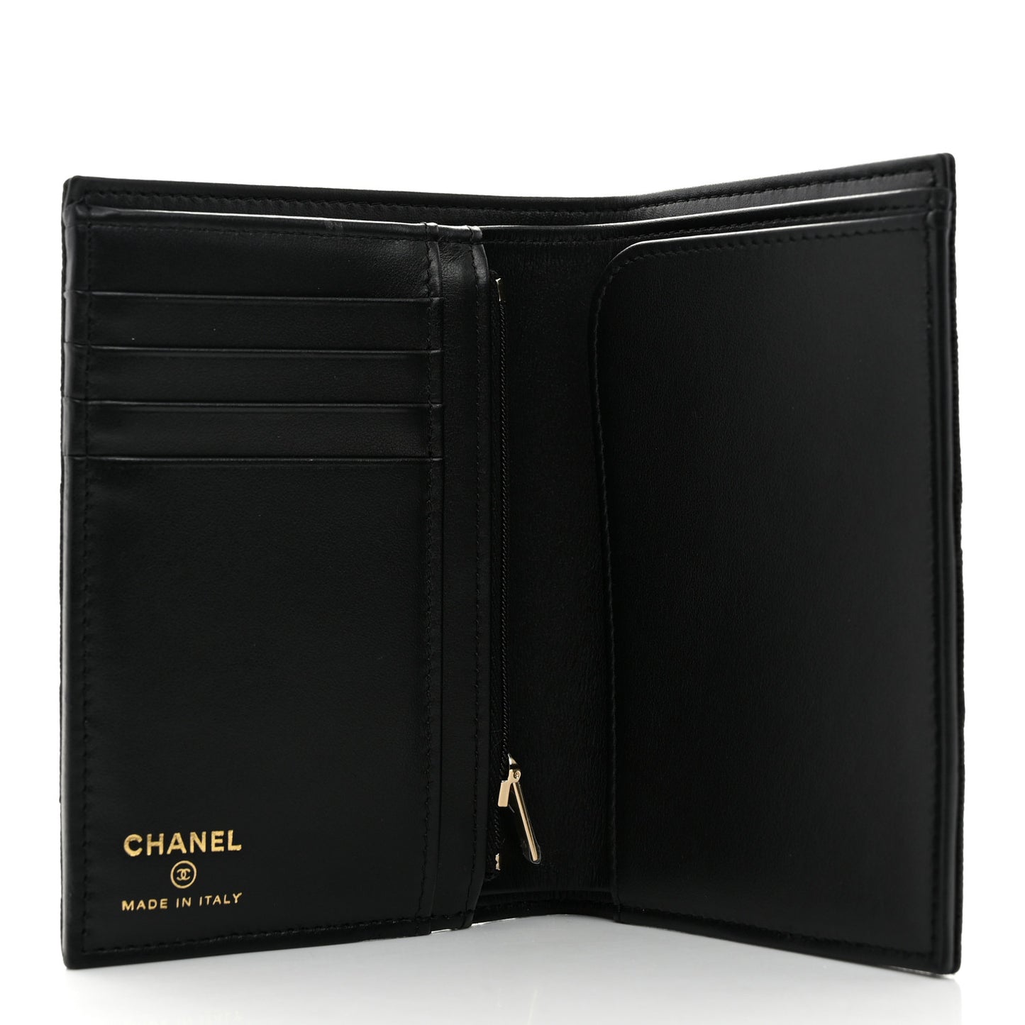 Caviar Quilted CC Passport Holder Black