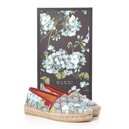 Gucci GG Supreme Monogram Blooms Espadrilles 35 Beige Blue Navy Hibiscus Red 9 of 9