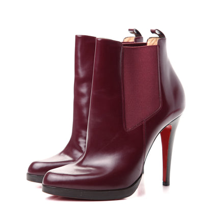Christian Louboutin Shiny Nappa Ankle Boots 38 Burgundy 3 of 9